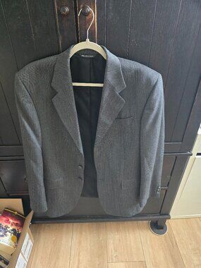 Vintage 90s Paul Dione Men’s Gray Two Button Pinstripe Blazer and Pants